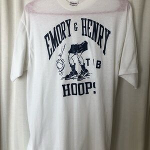Tee: basketball vintage emory & henry tcb hoops 70s/80s xl used made in usa